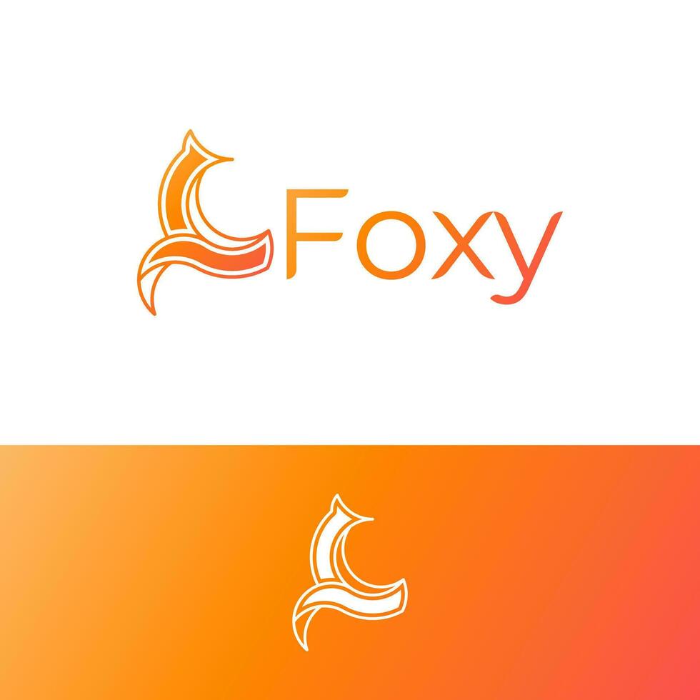 simple minimal modern outlined fox logo design illustration with gradient color vector