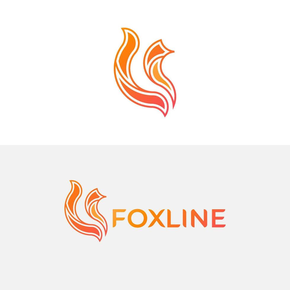 simple minimal modern outlined fox logo design illustration with gradient color vector