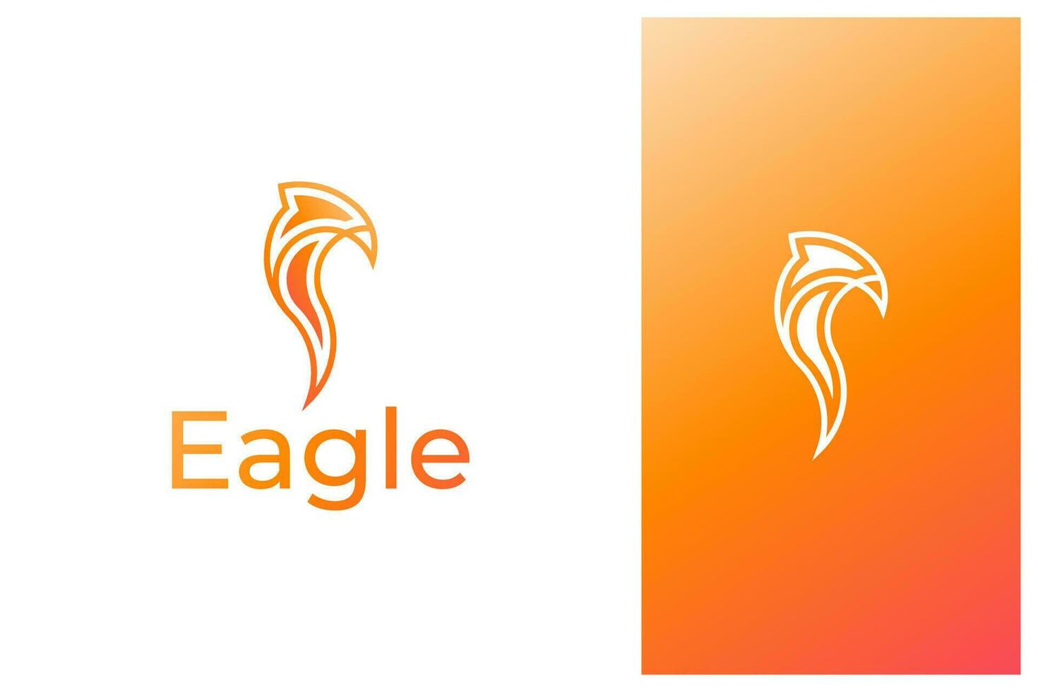 simple minimal modern outlined eagle head logo design illustration with gradient color vector