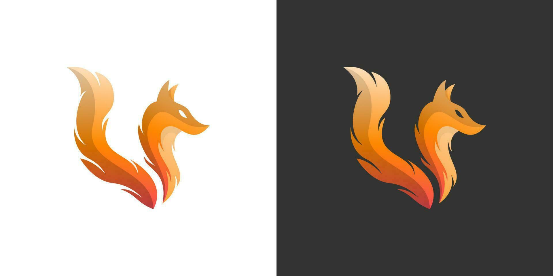 modern minimal fox logo design with gradient color vector