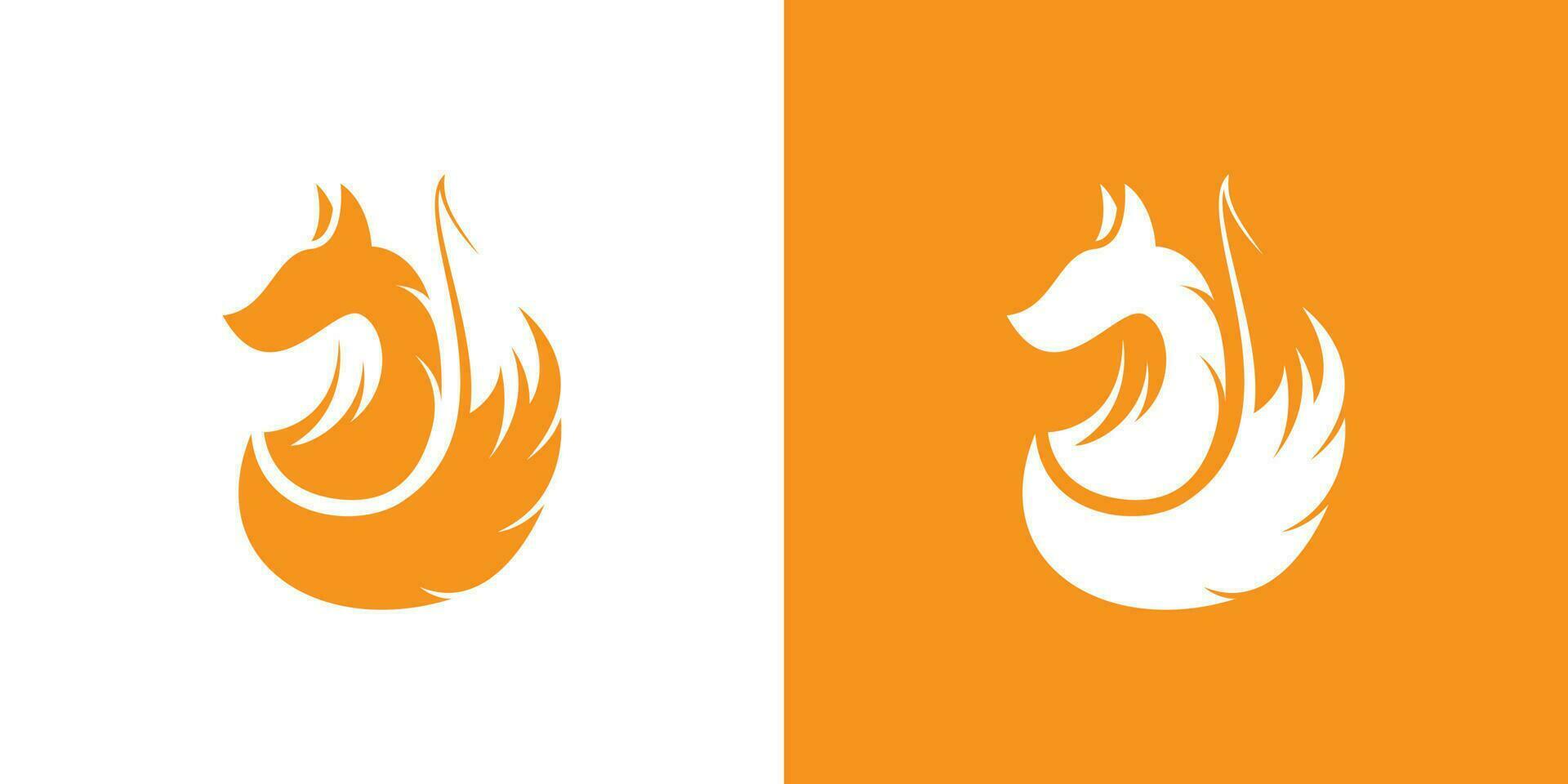 simple fox logo design in silhouette style vector