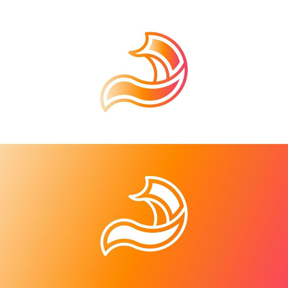 simple minimal modern outlined fox logo design illustration with gradient color vector