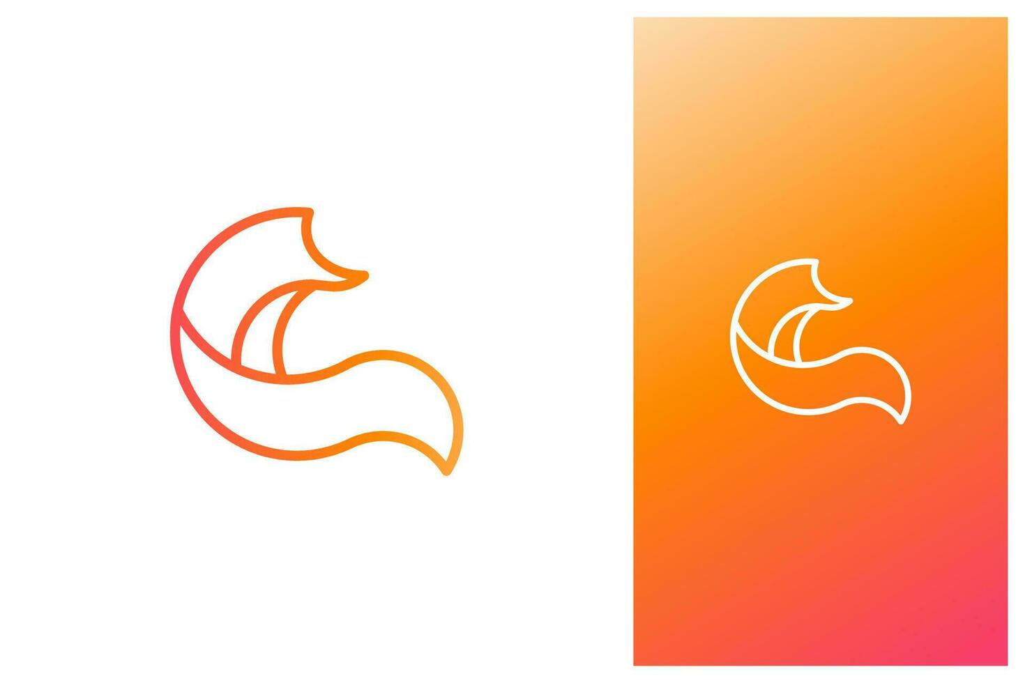 simple minimal modern fox logo design illustration with gradient color in outline style vector