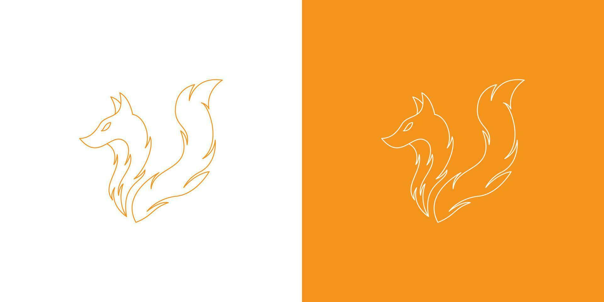 simple minimal modern fox logo design illustration in outline style vector