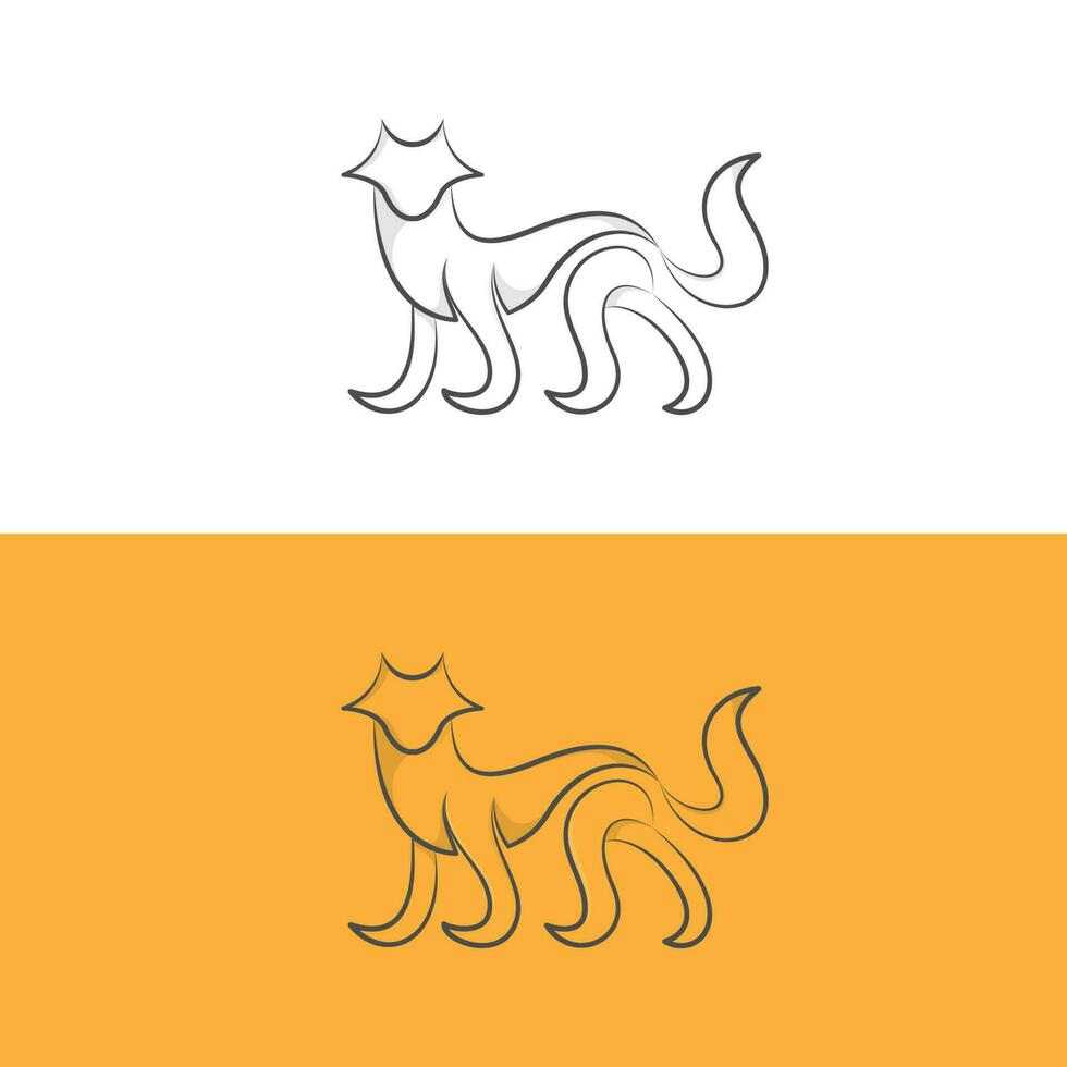 fox logo design illustration in outline style vector