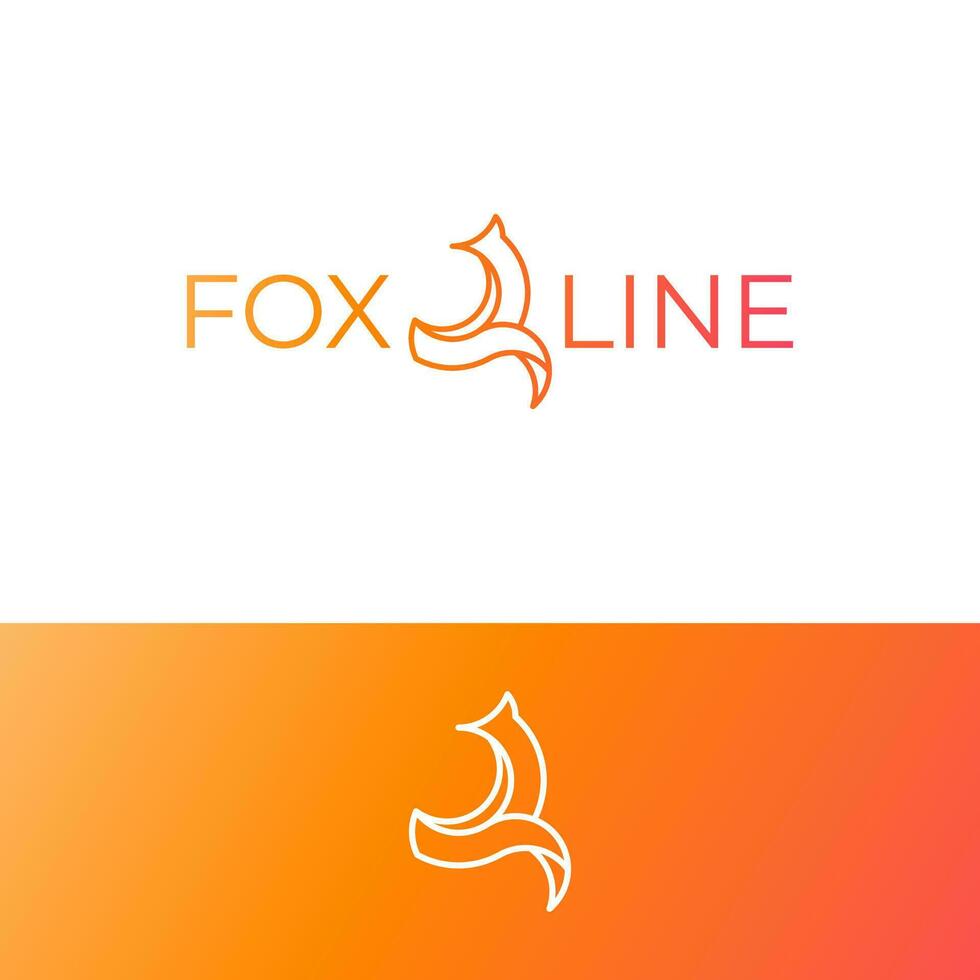 simple minimal modern fox logo design illustration with gradient color in outline style vector