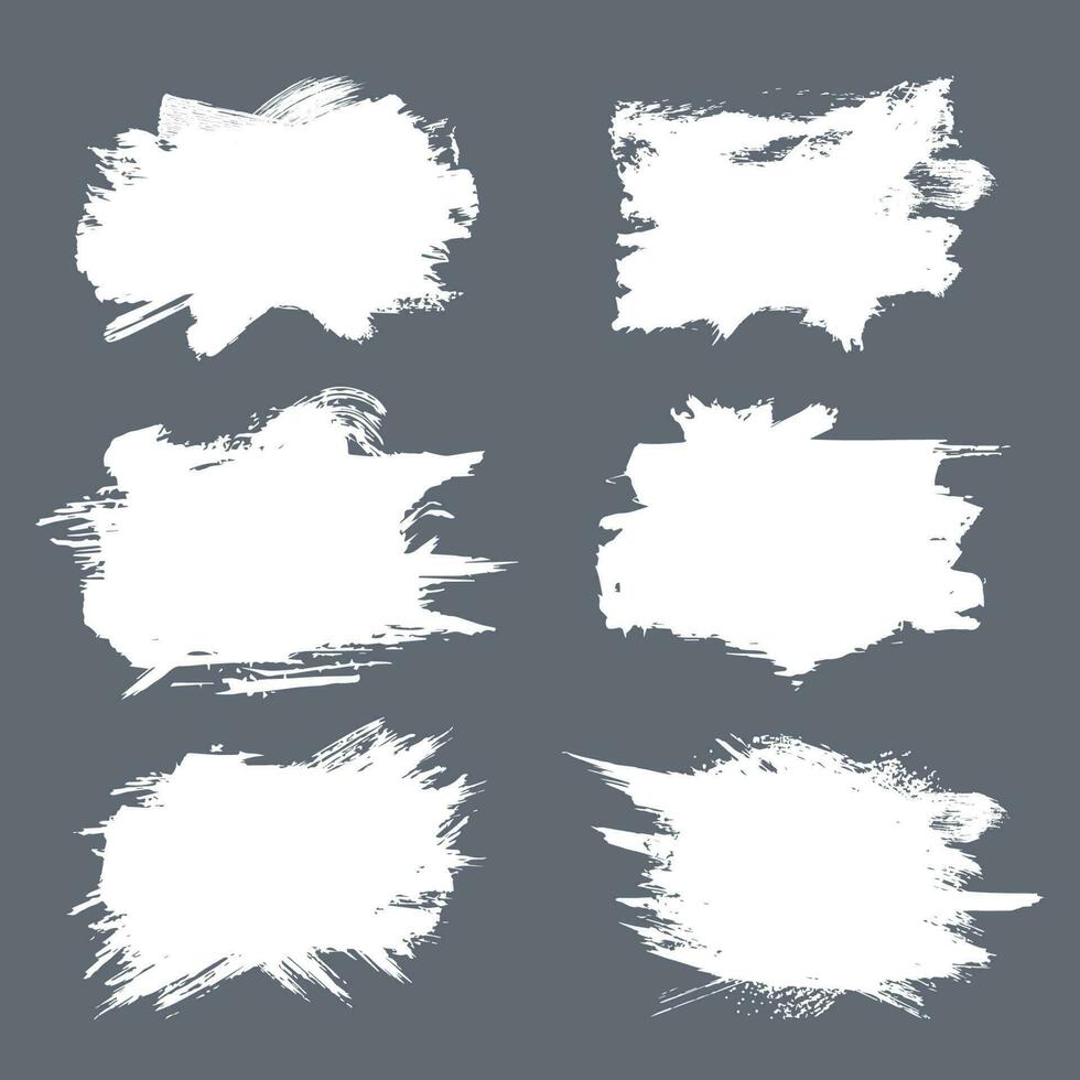 Vector white paint, white ink smear, brush, line or texture. Dirty decoration element, frame or background for your text