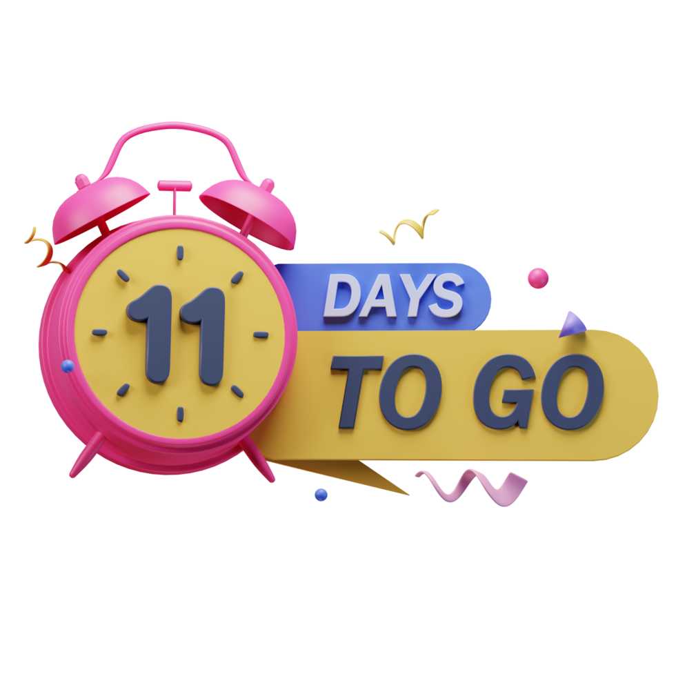 3d icon 11 days to go marketing promo ads illustration concept icon render png