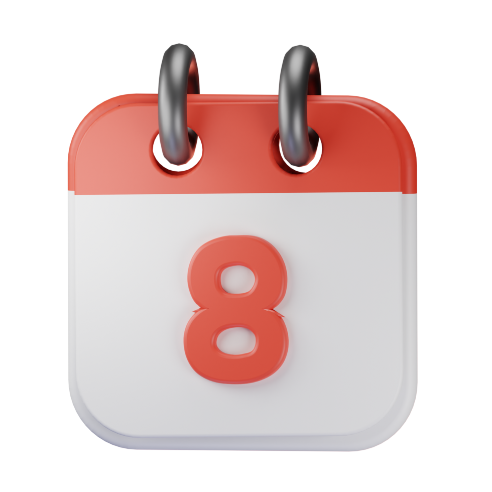 3d Symbol Datum 8 rot Kalender Illustration Konzept Symbol machen png