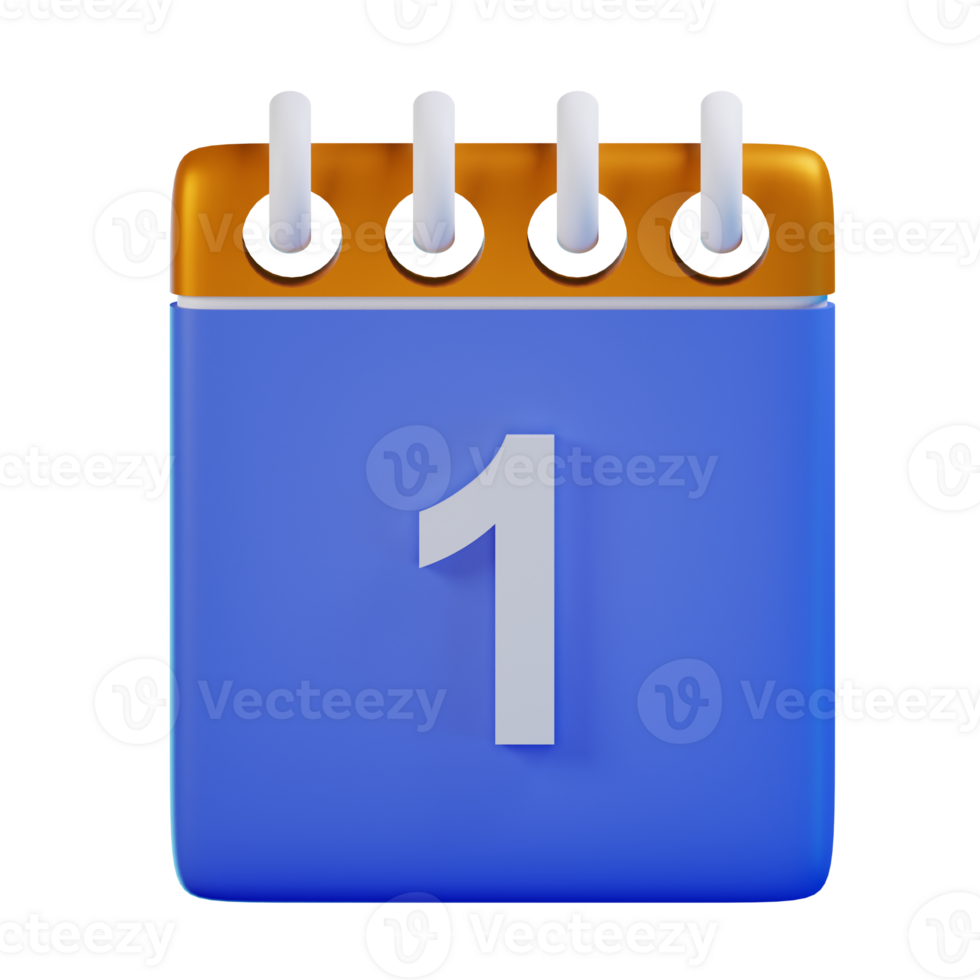 3d icon date 1 calendar illustration concept icon render png
