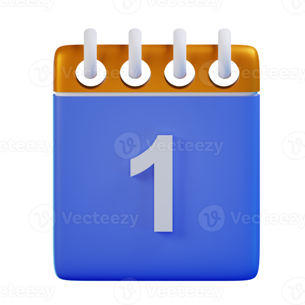 3d icona Data 1 calendario illustrazione concetto icona rendere png