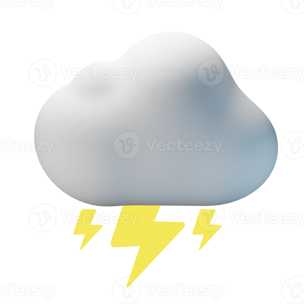 3d icon cloudy thunder weather forecast illustration concept icon render png