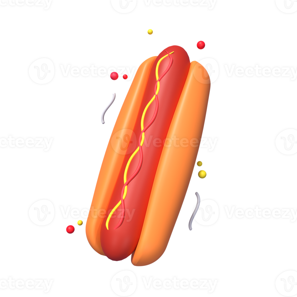 3d icon hot dog fast food illustration concept icon render png