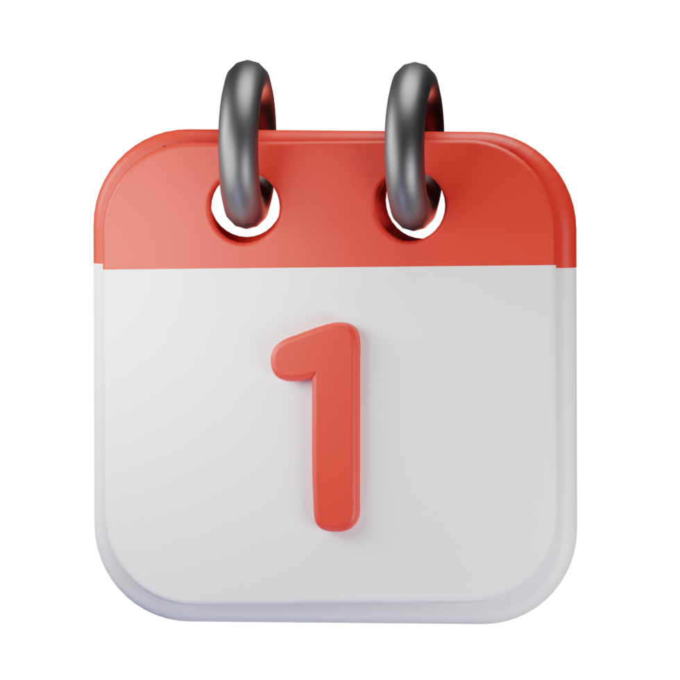 3d Symbol Datum 1 rot Kalender Illustration Konzept Symbol machen png