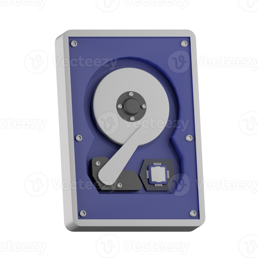 3d icon hard disk component computer hardware illustration concept icon render png