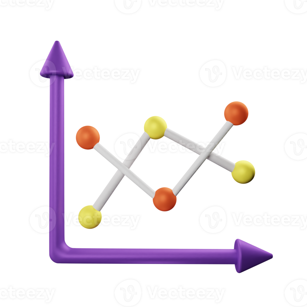 3d icon line chart data graph illustration concept icon render png
