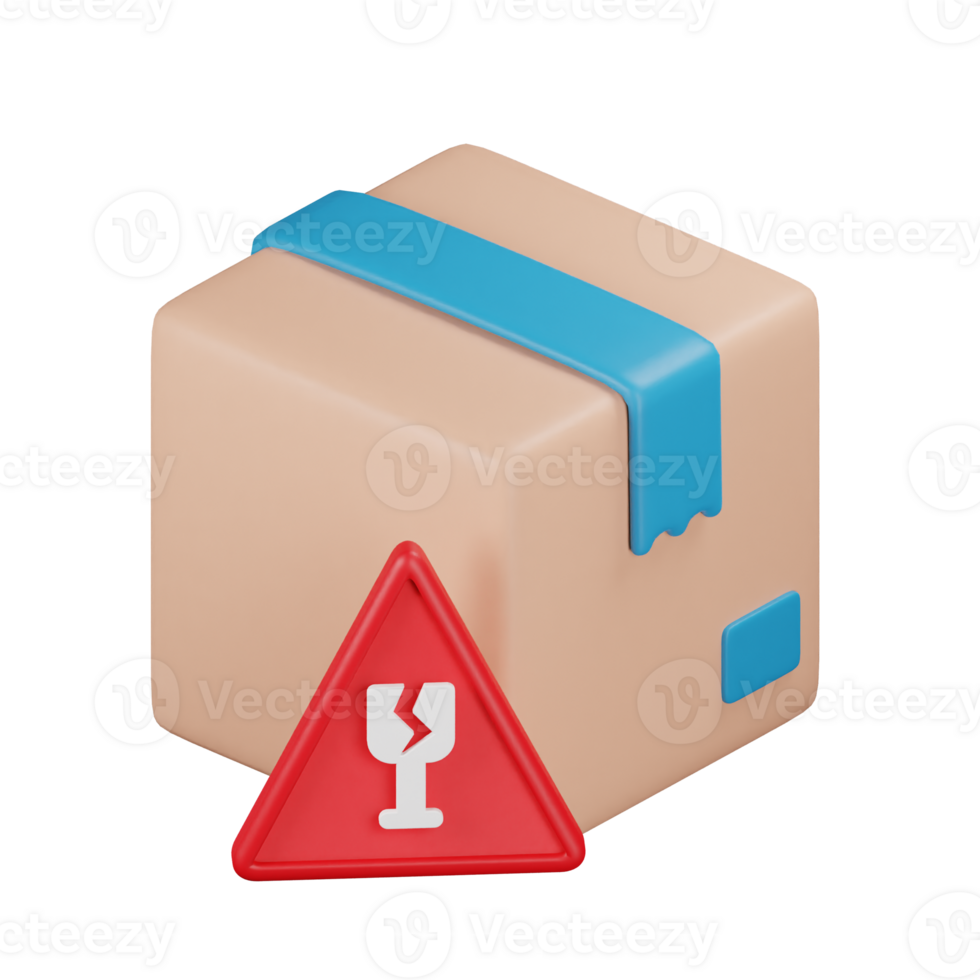 3d icon fragile package delivery illustration concept icon render png