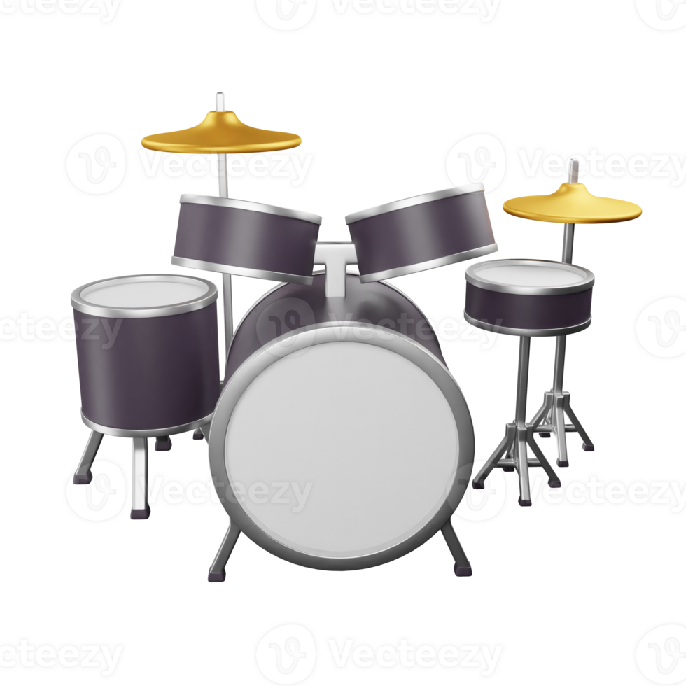 3d icon drum set music studio illustration concept icon render png