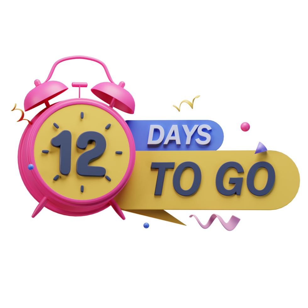 3d icon 12 days to go marketing promo ads illustration concept icon render png