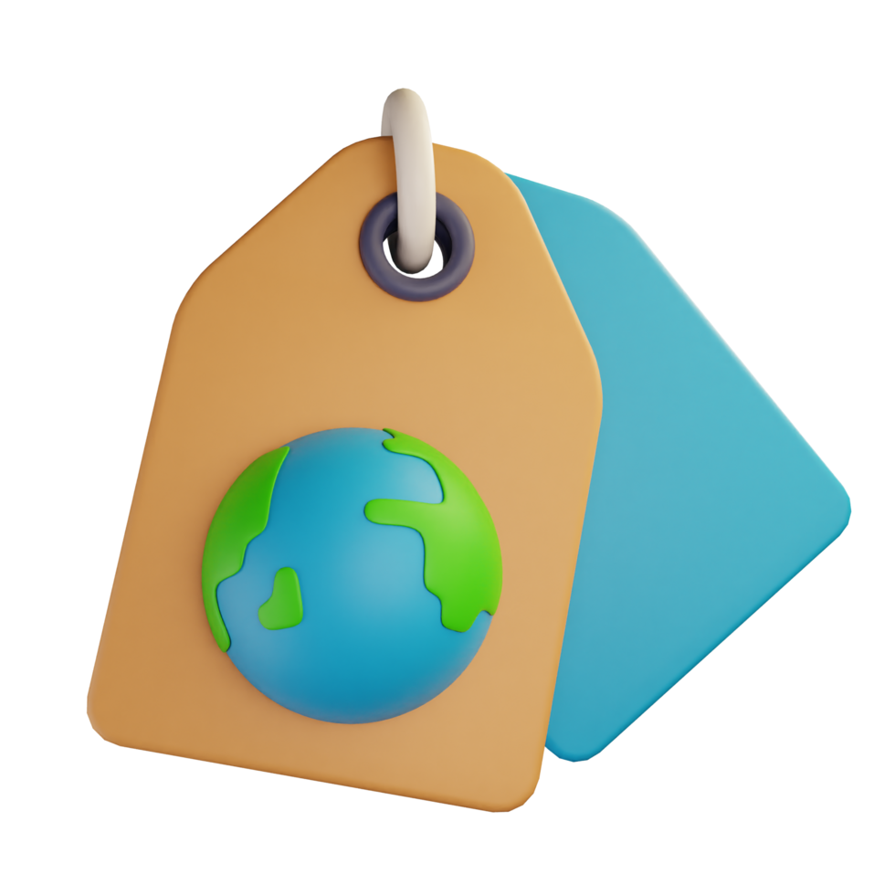 3d icon earth tag ecology earth day illustration concept icon render png