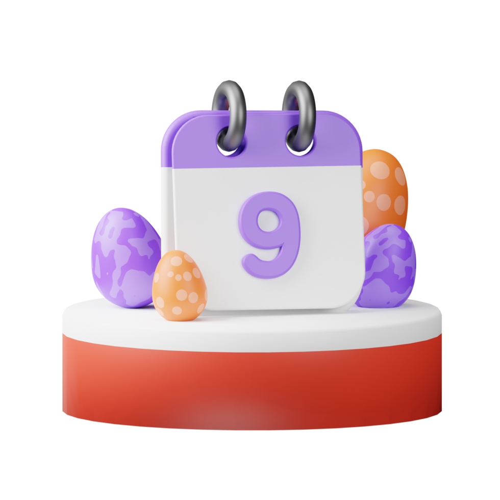 3d icon egg calendar podium easter day illustration concept icon render png