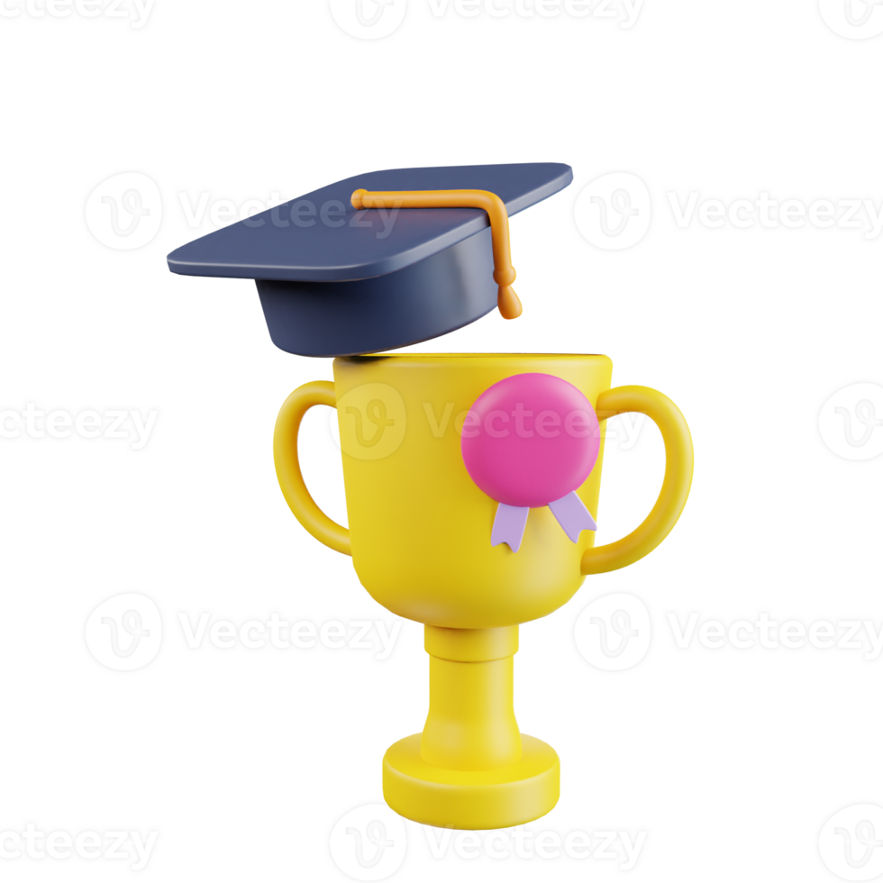 3d icon trophy education illustration concept icon render png