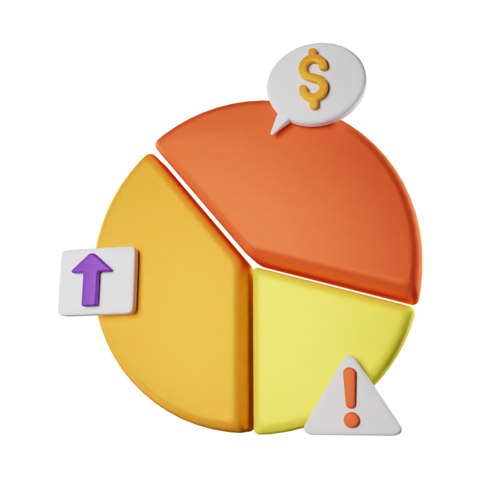 3d icon pie chart data graph illustration concept icon render png