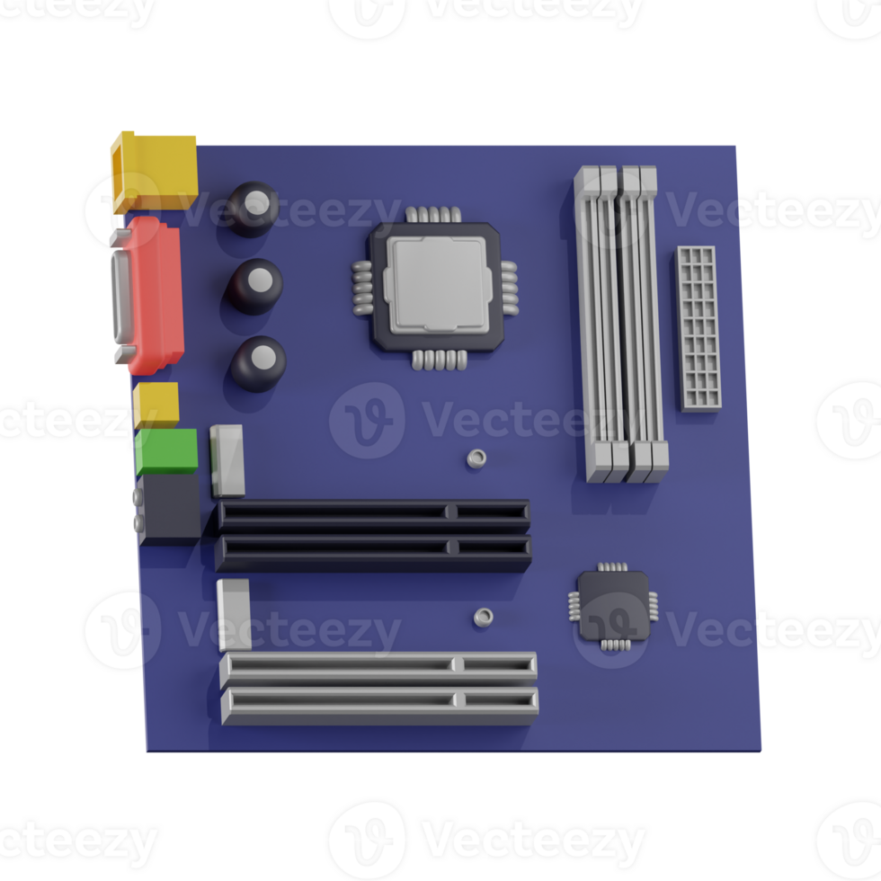 3d icon motherboard component computer hardware illustration concept icon render png