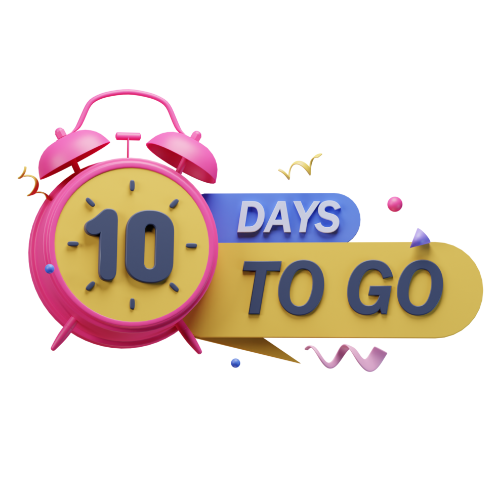 3d icon 10 days to go marketing promo ads illustration concept icon