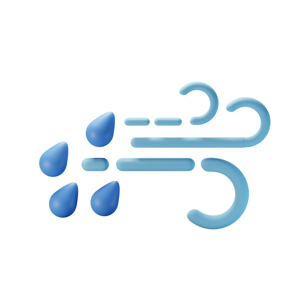 3d icon windy rain weather forecast illustration concept icon render png