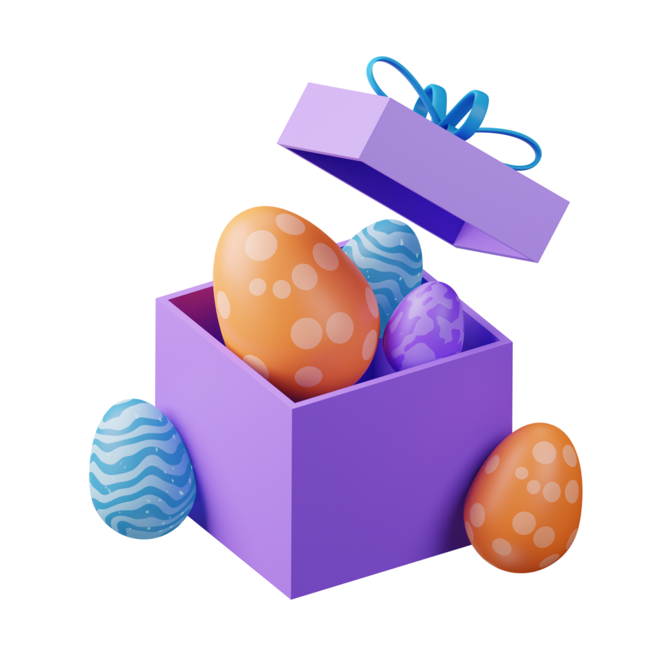 3d icon easter egg giftbox easter day illustration concept icon render png