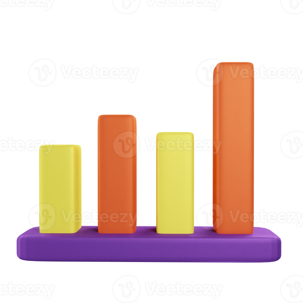 3d icon column chart data graph illustration concept icon render png