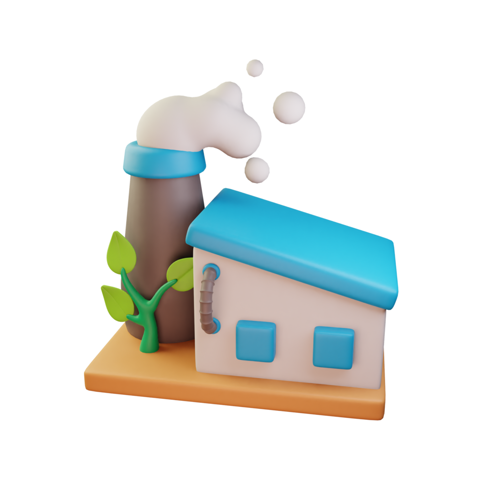 3d icon factory ecology earth day illustration concept icon render png