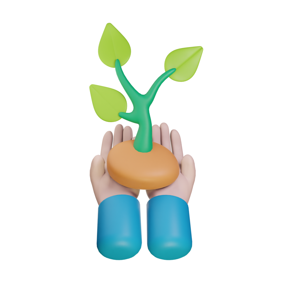 3d icon plant ecology earth day illustration concept icon render png