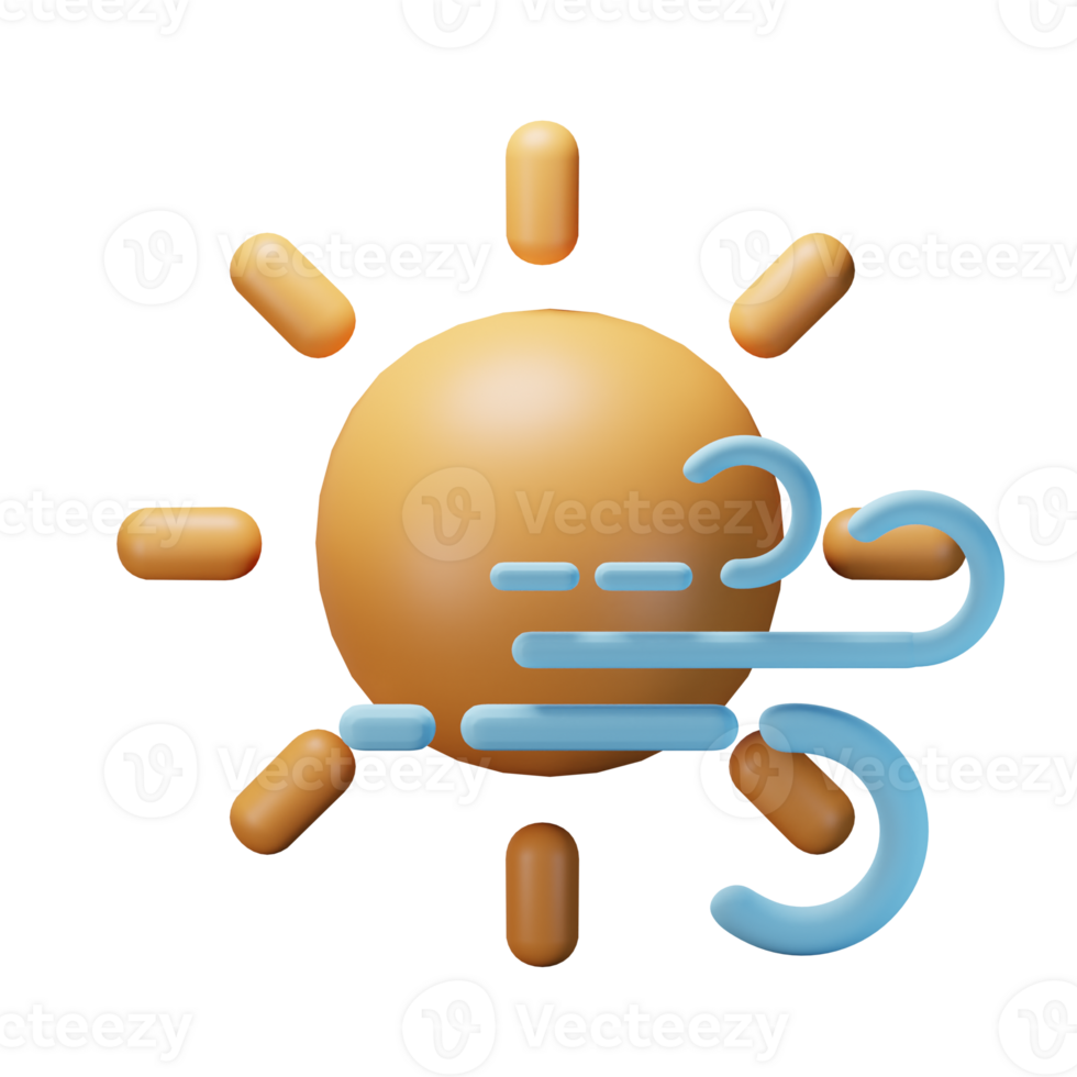 3d icon sunny day windy weather forecast illustration concept icon render png