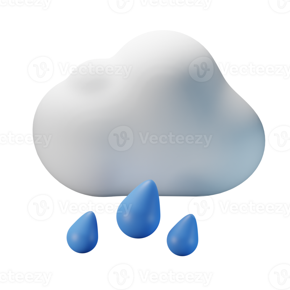 3d icon cloudy heavy rain weather forecast illustration concept icon render png