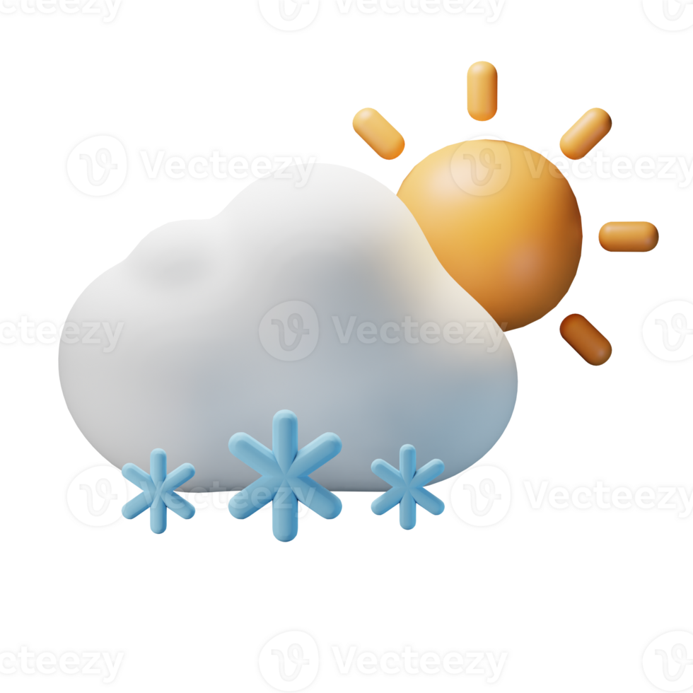 3d icon day snow weather forecast illustration concept icon render png