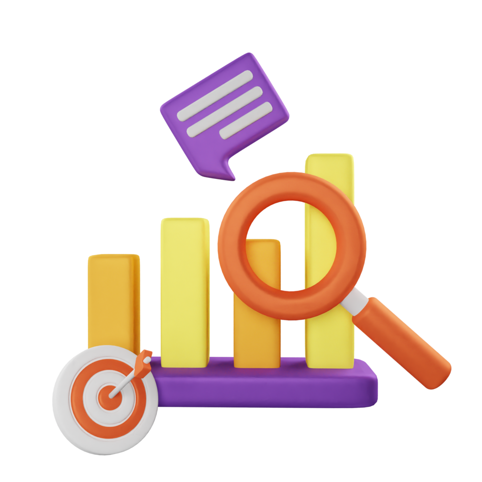 3d icon analysis chart data graph illustration concept icon render png