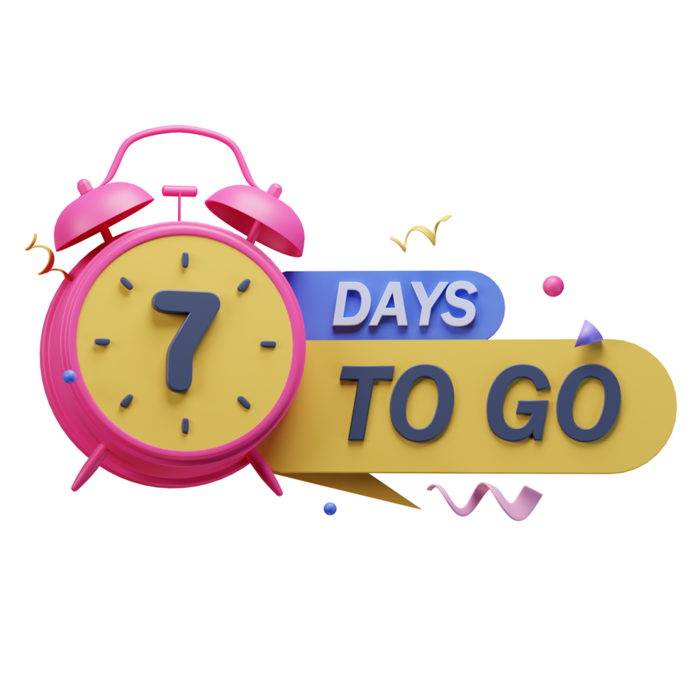 3d icon 7 days to go marketing promo ads illustration concept icon render png