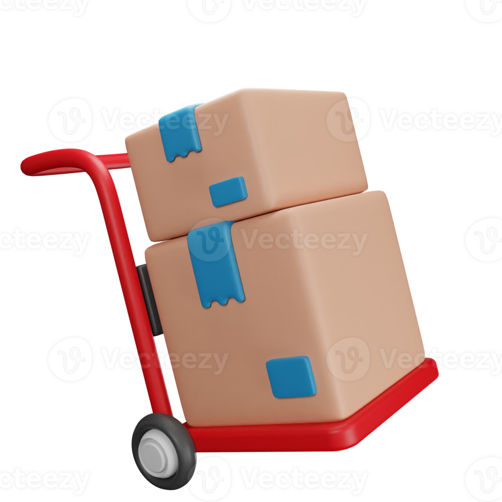 3d icon trolley package delivery illustration concept icon render png