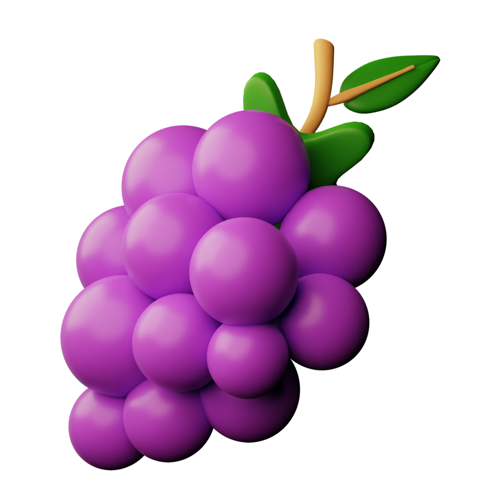 3d icona uva frutta illustrazione concetto icona rendere png
