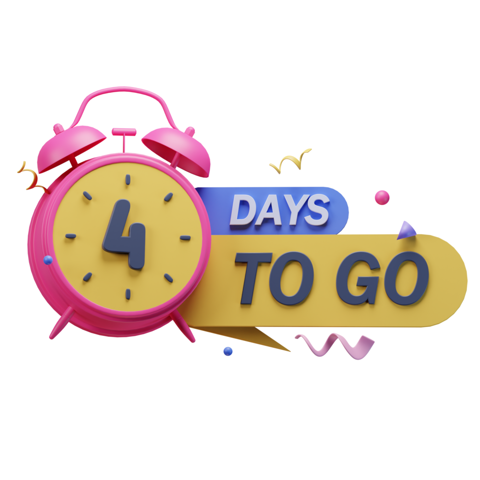 3d icon 4 days to go marketing promo ads illustration concept icon render png