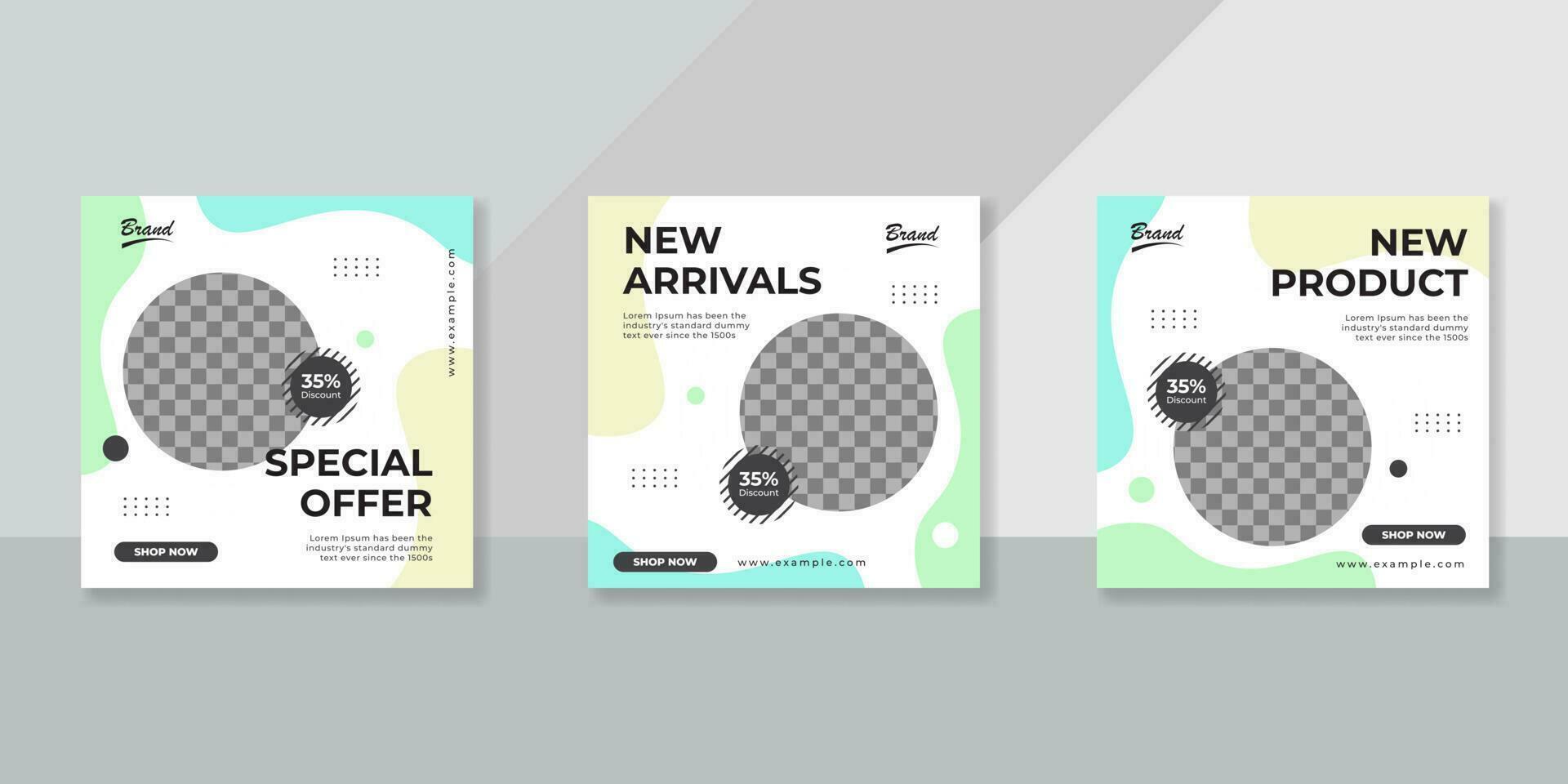 Fashion promotion social media post templates vector