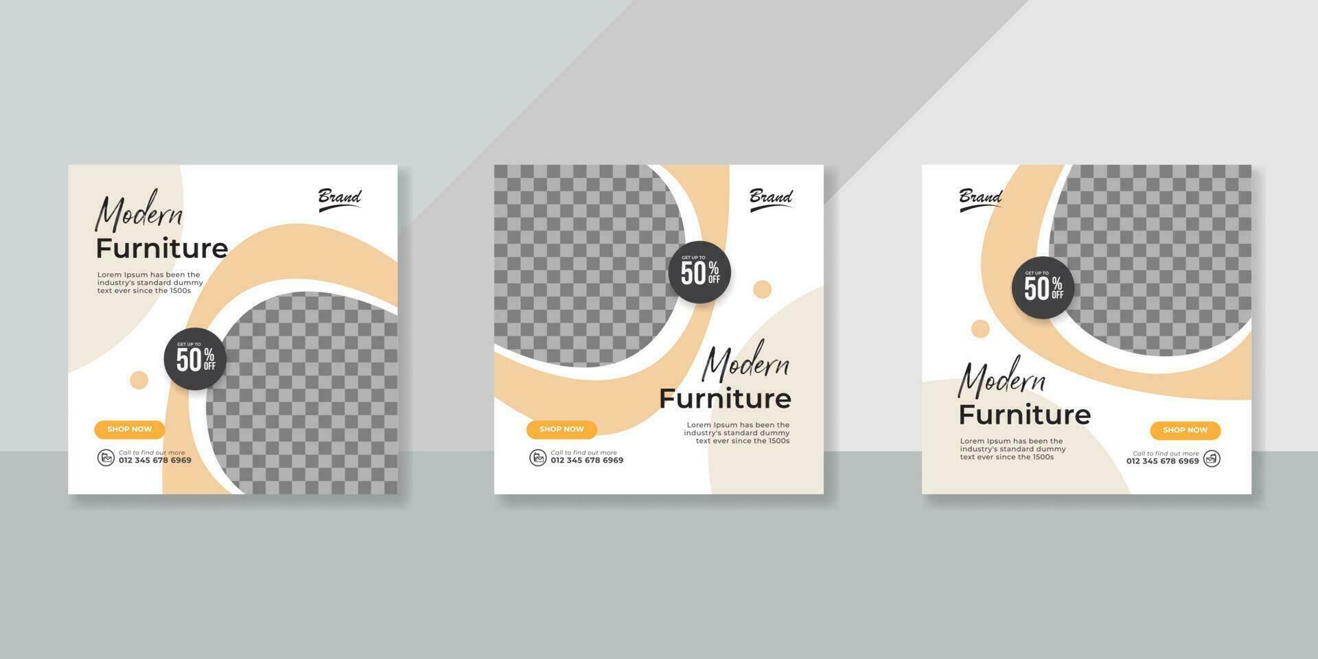 Modern furniture social media post templates design vector
