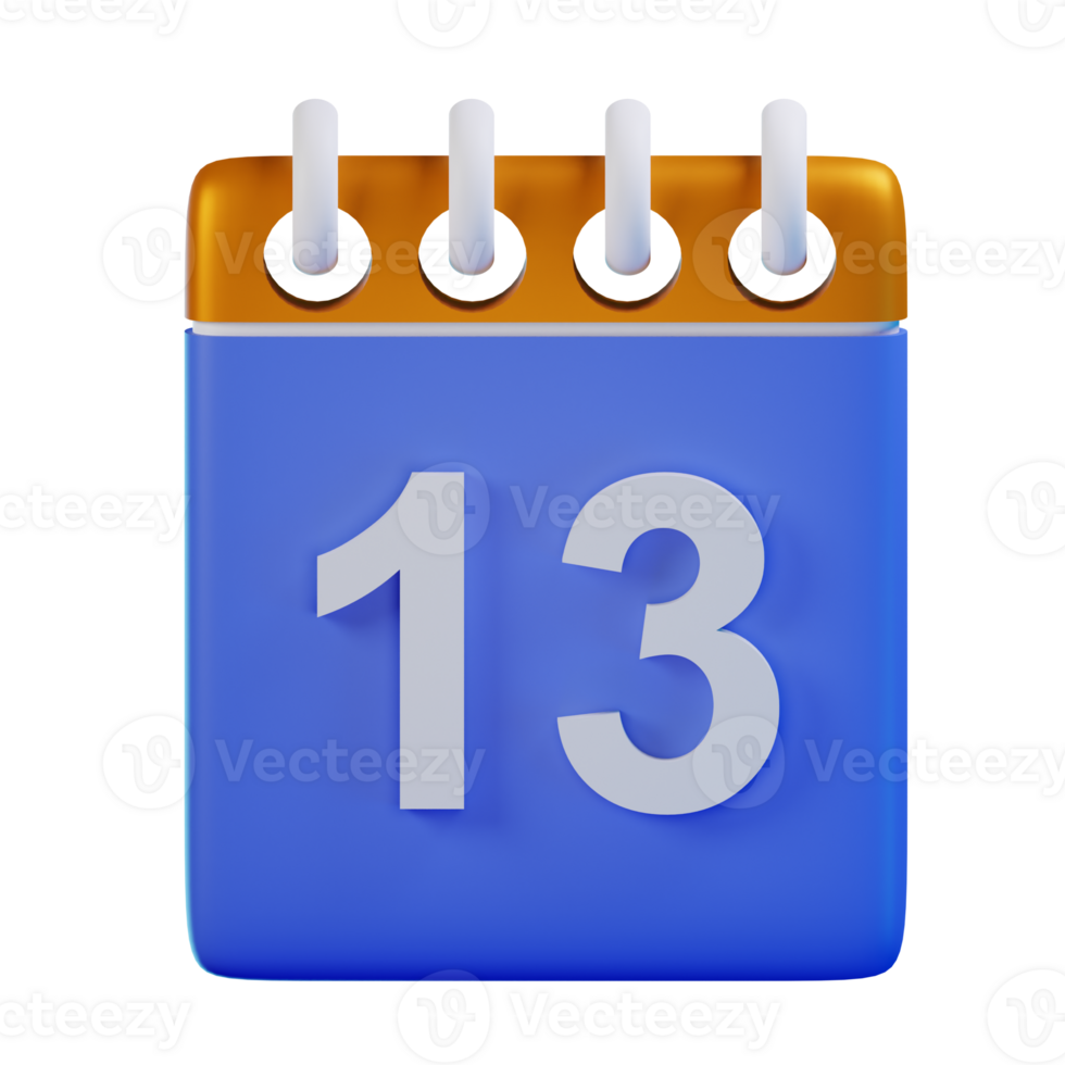 3d icon date 13 calendar illustration concept icon render png
