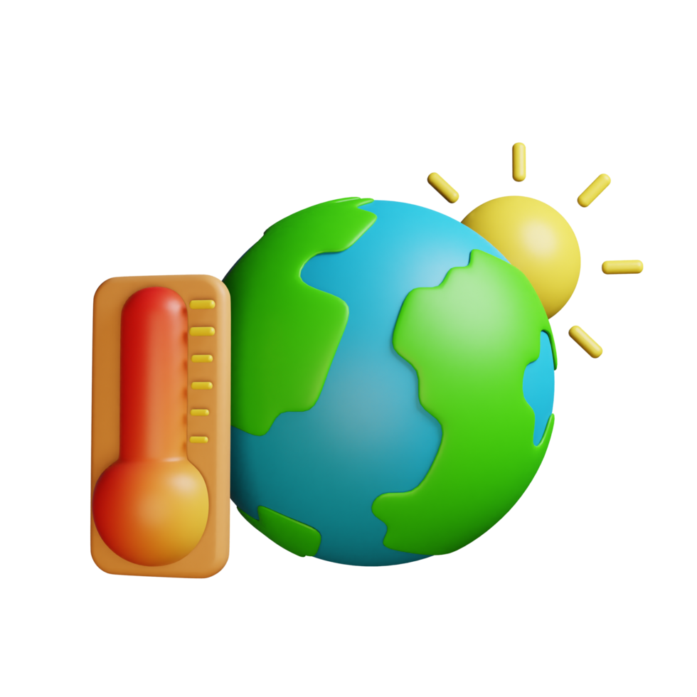 3d icono termómetro ecología tierra día ilustración concepto icono hacer png