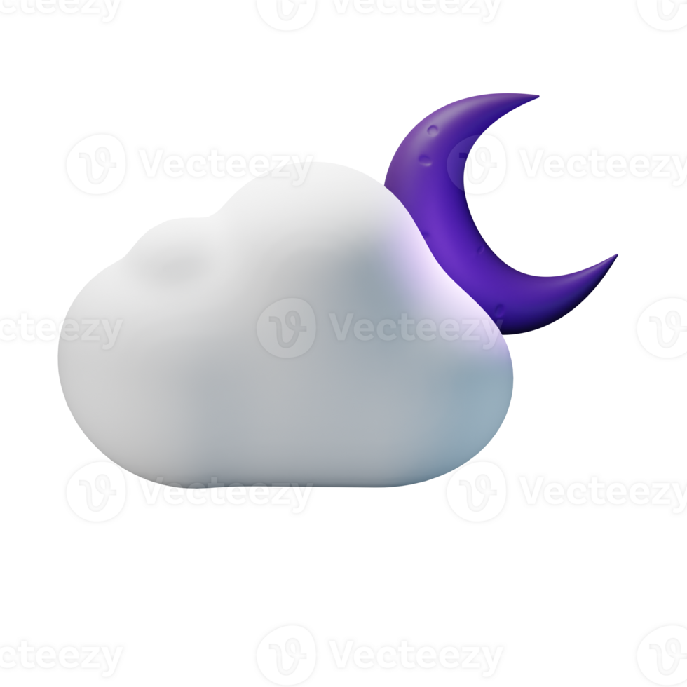 3d icon night half moon weather forecast illustration concept icon render png