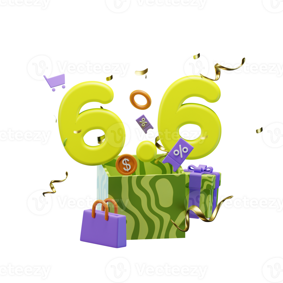 3d icon date 6 calendar illustration concept icon render png
