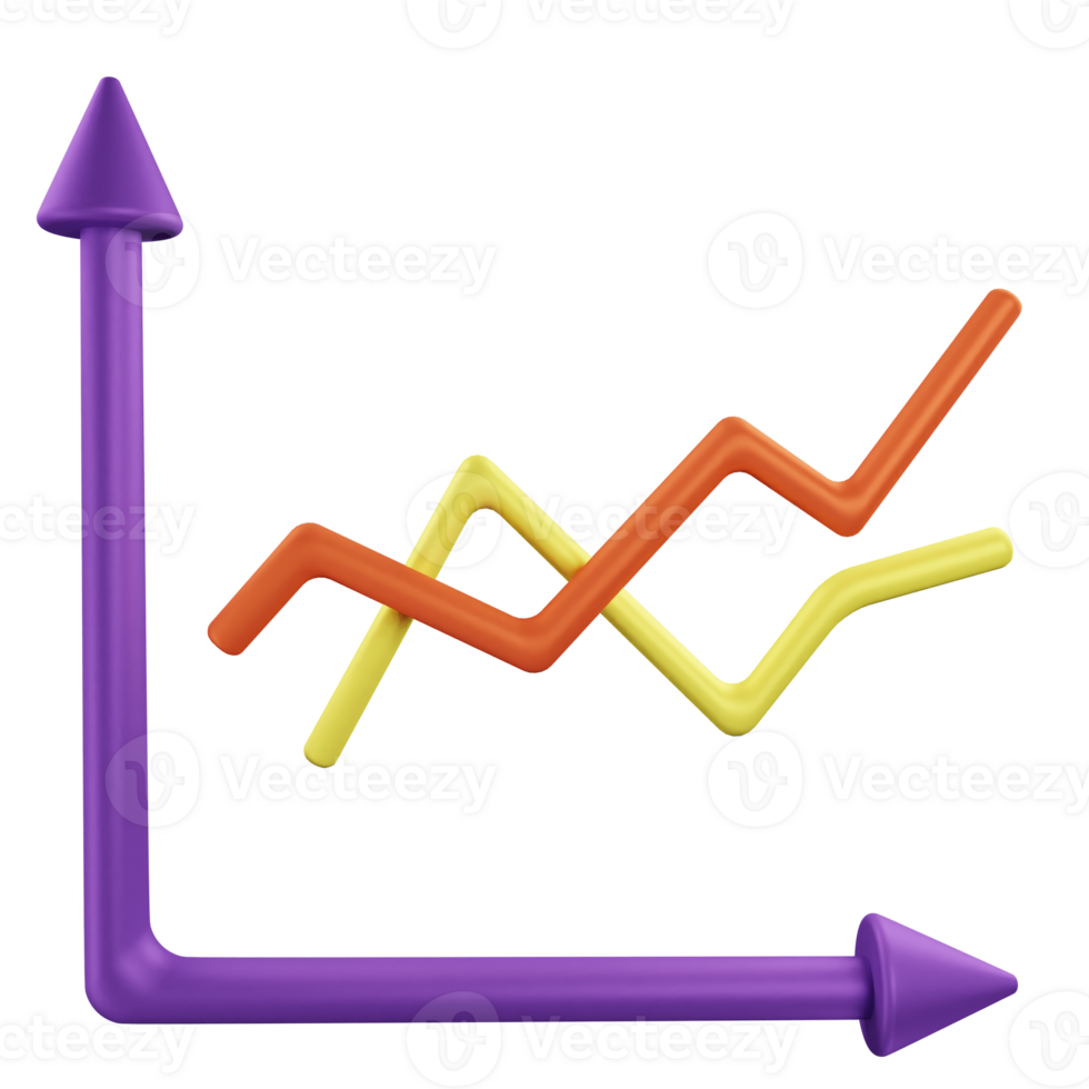 3d icon area chart data graph illustration concept icon render png