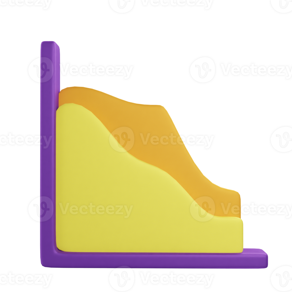 3d icon area chart data graph illustration concept icon render png